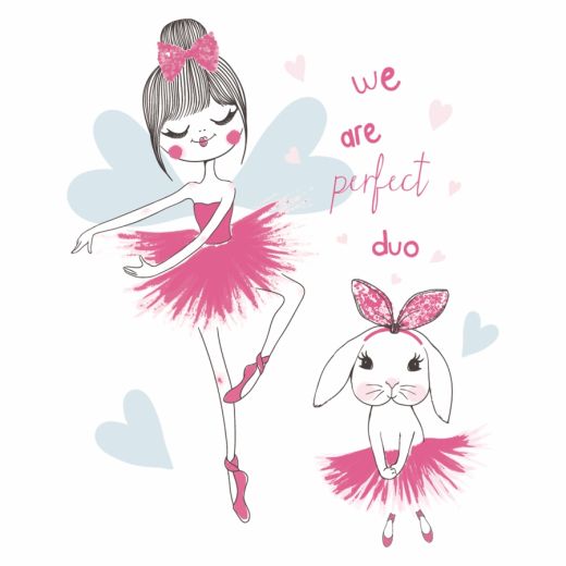 Rabbit Ballerina Desenli Baskılı Zebra Perde BZP70770